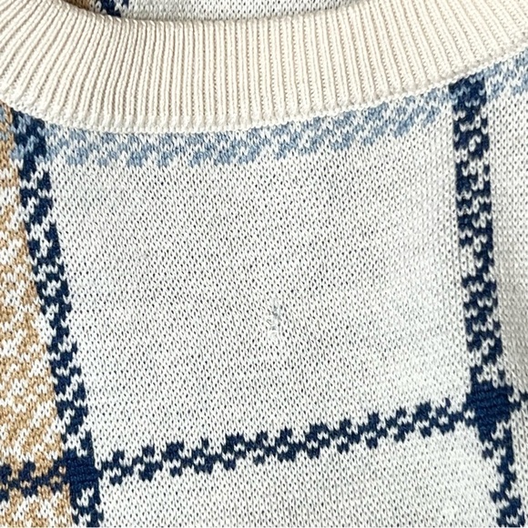 JOIE Wool Plaid Check Knit 3/4 Long Sleeve Crewneck Cropped Pullover Sweater XS - Picture 14 of 14